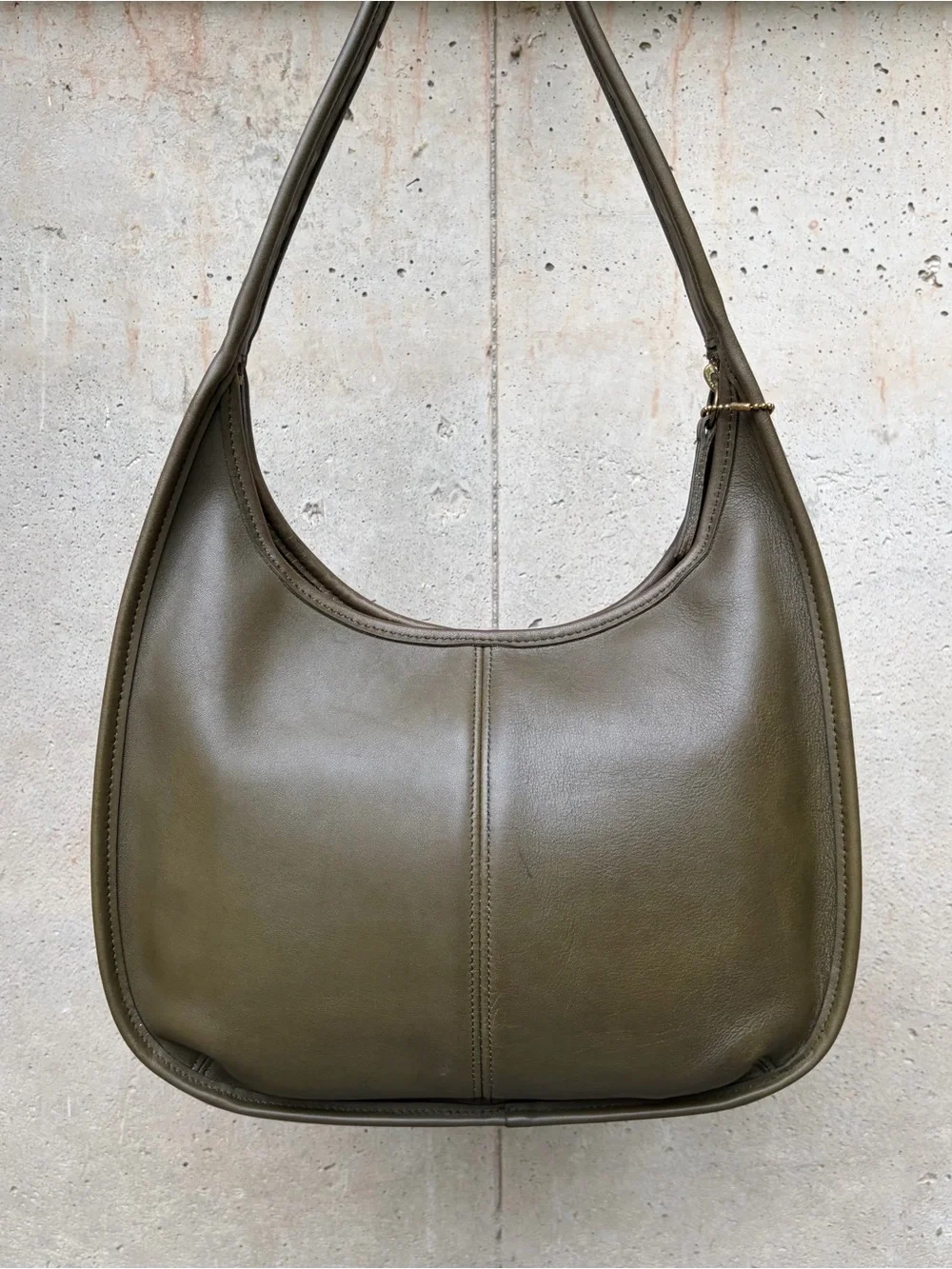 RARE Coach Ergo Pocket Zip #9033 Loden Green Leather VTG 90s Hobo Shoulder Bag